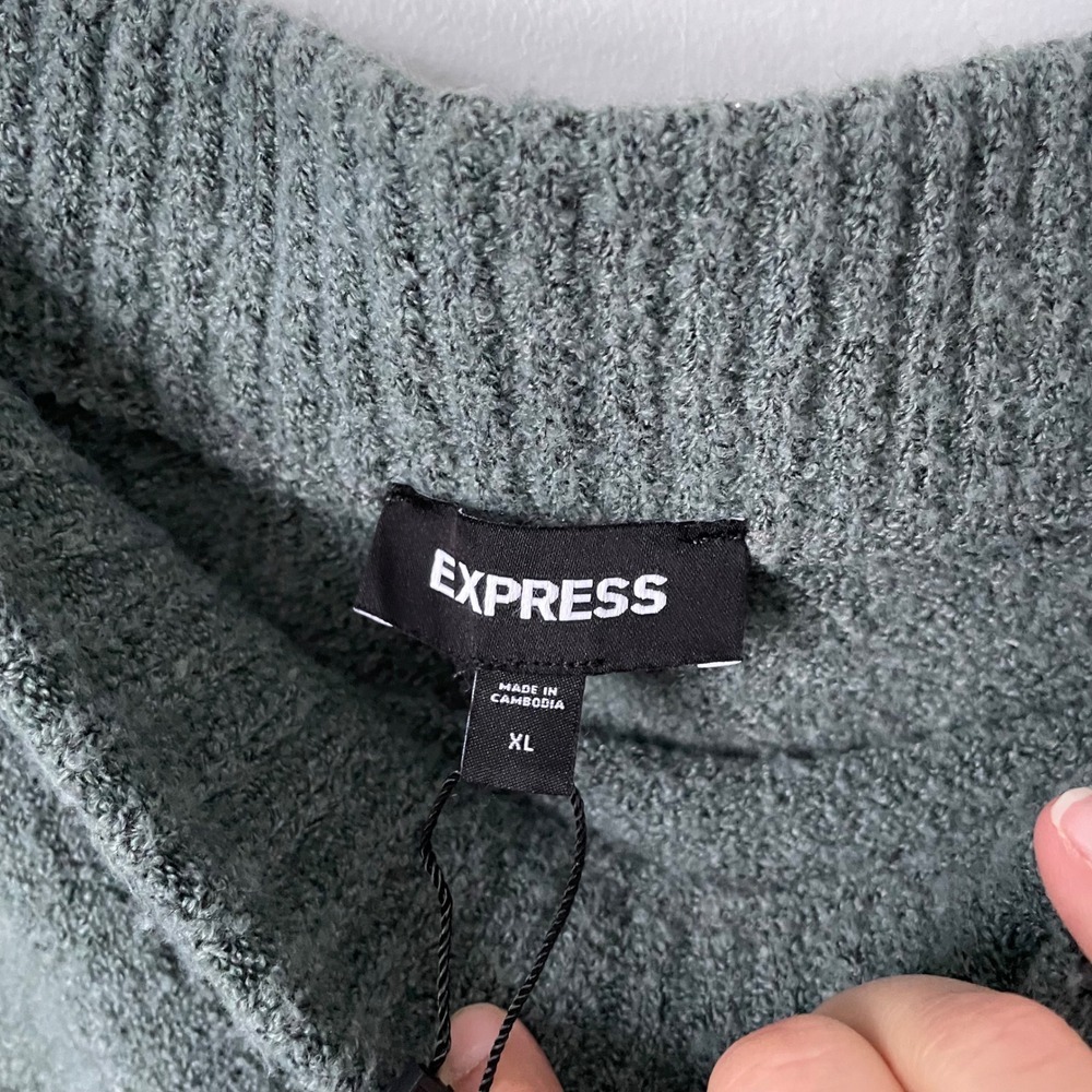 NEW Express Knit Midi Pencil Skirt Muted Blue Green Cozy Soft Size Women's XL - Picture 3 of 6